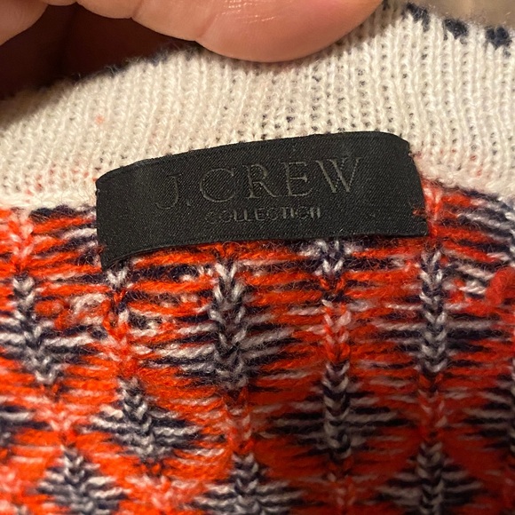 J. Crew Red and navy Geometric Crew Neck Sweater - Picture 4 of 10